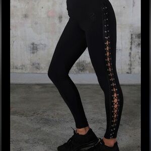 Black Lace-Up Leggings